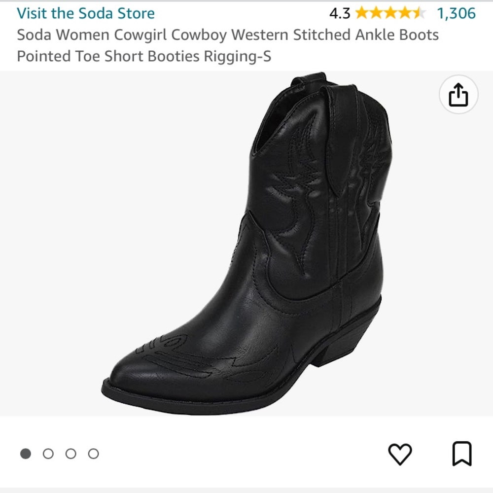 NIB Soda Black Ankle Cowboy Boots